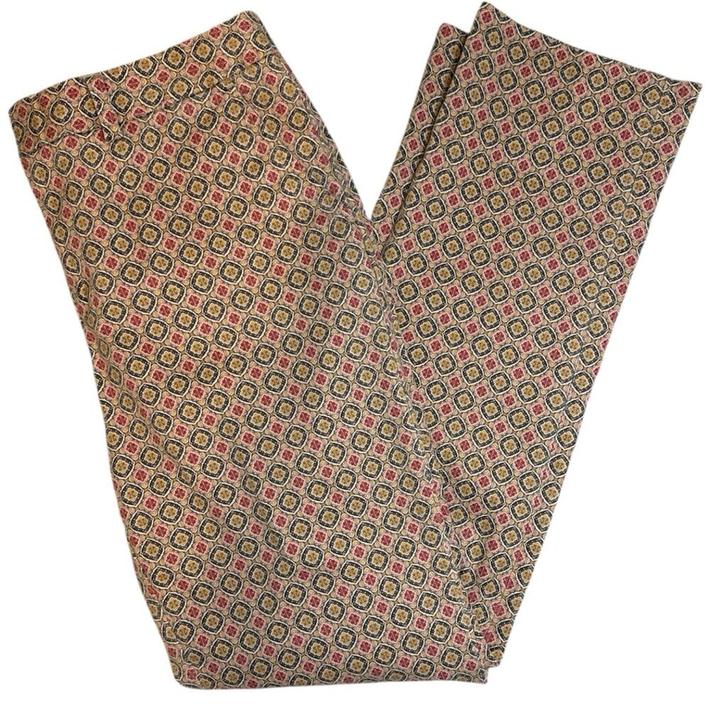 Land’s End Women’s Size 10 Fit 2 Straight Leg Pants Geometric Print EUC